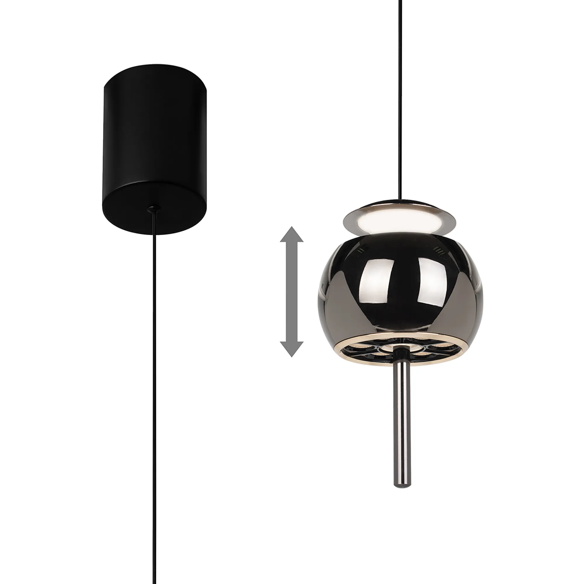 M8412  Roller Rise And Fall Pendant 12W LED Black Chrome